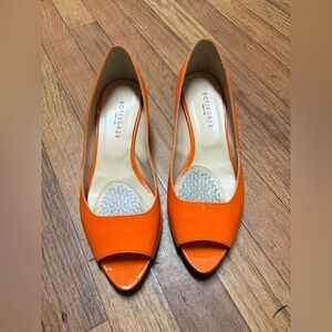 Bottega23 Vibrant Orange Peep Toe Heels